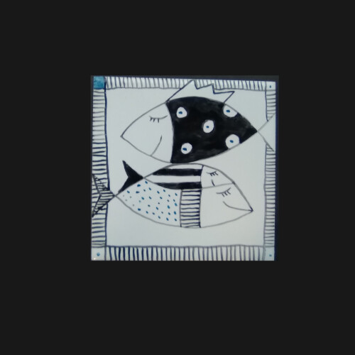 032 kachel 10 x 10 Träumende Fische SW