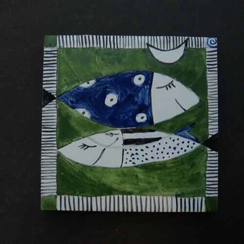036 kachel 10 x 10 Träumende Fische mit Mond