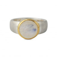 Silberring, teilvergoldet mit Mondstein