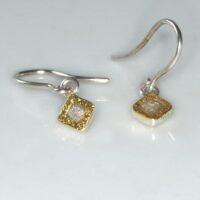 Ohrhänger  Silber teilplattiert mit Rohdiamant