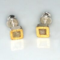 Ohrstecker  Silber  teilplattiert mit Rohdiamant