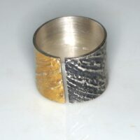 Silberring  teilvergoldet, teilgeschwärzt