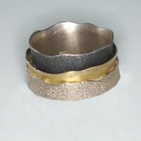 Silberring  teilvergoldet, teilgeschwärzt