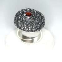 "Granat" Silberring  teilgeschwärzt