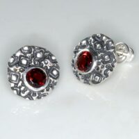 "Granat" Ohrstecker  Silber  geschwärzt