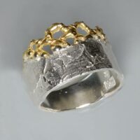 "Krone" Silberring  teilvergoldet