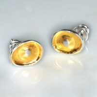 "oval" Ohrstecker  Silber  teilvergoldet