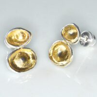 "oval" Ohrstecker  Silber  teilvergoldet