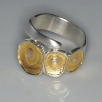 "oval" Silberring  teilvergoldet