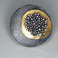 "Goldscheibe" Silberring teilvergoldet, teilgeschwärzt