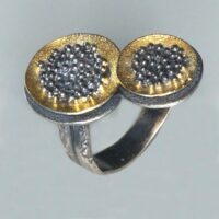 "Goldscheibe" Silberring teilvergoldet, geschwärzt