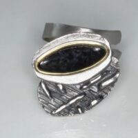 "Onyx" Silberring  teilgeschwärzt