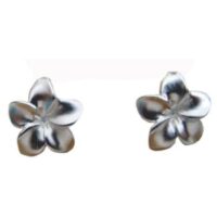 "Blüte" Ohrstecker groß Silber feinmatt