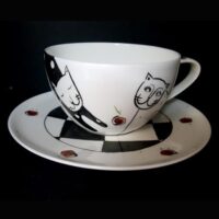 Milchkaffee Gedeck "Katzensprung" mit Dekor "Rosen"