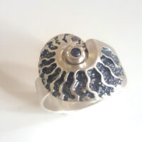 "Schnecke - Black Diamant" Silberring  teilgeschwärzt