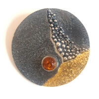 "Bernstein"  Silberanhänger  teilgeschwärzt, teilvergoldet