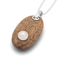 „Holz/Perle“ Anhänger Silber