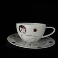 Milchkaffeegedeck "Für Dich soll´s rote Rosen regnen" Halbakt