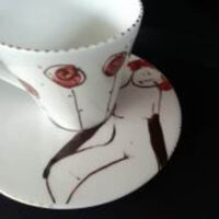 Espressogedeck "Für Dich soll´s rote Rosen regnen" Sitzende