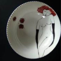 Schale "Für Dich soll´s rote Rosen regnen" Sitzende