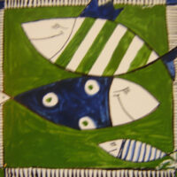 Kachel "Träumende Fische" im grünen Meer