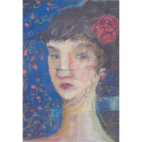 Frau mit roter Blume