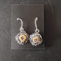 Ohrhänger  Silber teilplattiert und teilgeschwärzt mit Rohdiamant