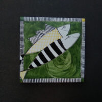 Kachel "Fröhliches Fischpaar im grünen Meer"