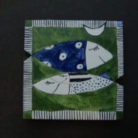 Kachel "Träumende Fische mit Mond"