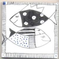Kachel "Träumende Fische in Schwarz-Weiß"
